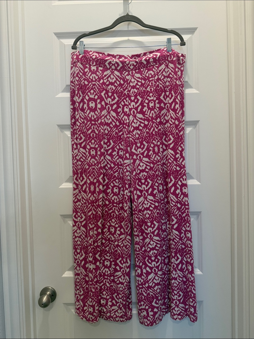 Lauren Ralph Lauren Pink and White Patterned Wide-Leg Pants